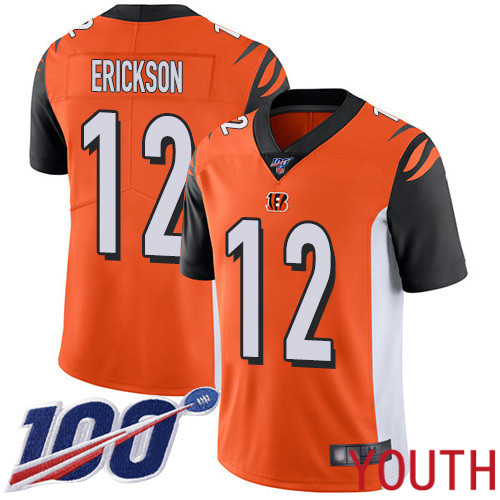 Cincinnati Bengals Limited Orange Youth Alex Erickson Alternate Jersey NFL Footballl #12 100th Season Vapor Untouchable